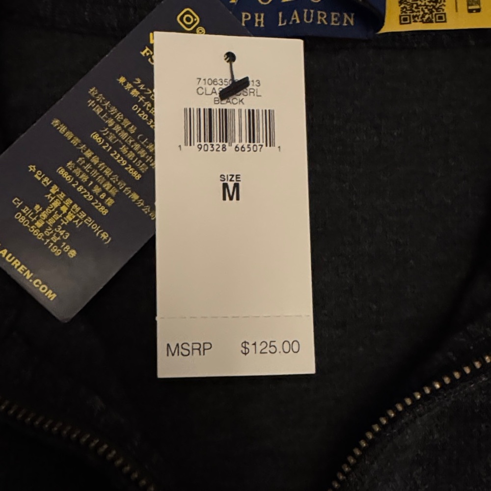 Polo by Ralph Lauren Men's Charcoal Quarter-Zip Sweatshirt - Picture 4 of 5